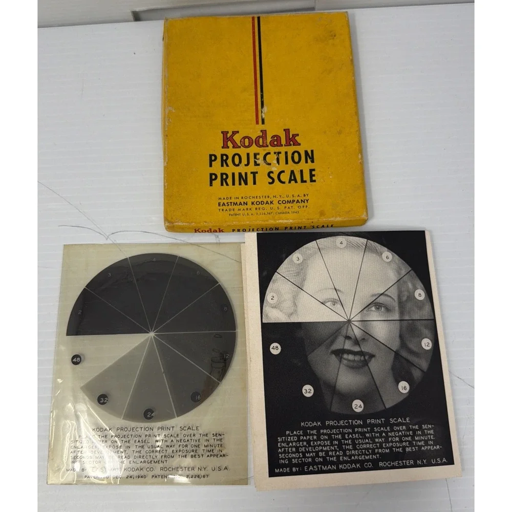 Vintage Kodak Projection Print Scale Set w/ Box & Transparency Darkroom Tool